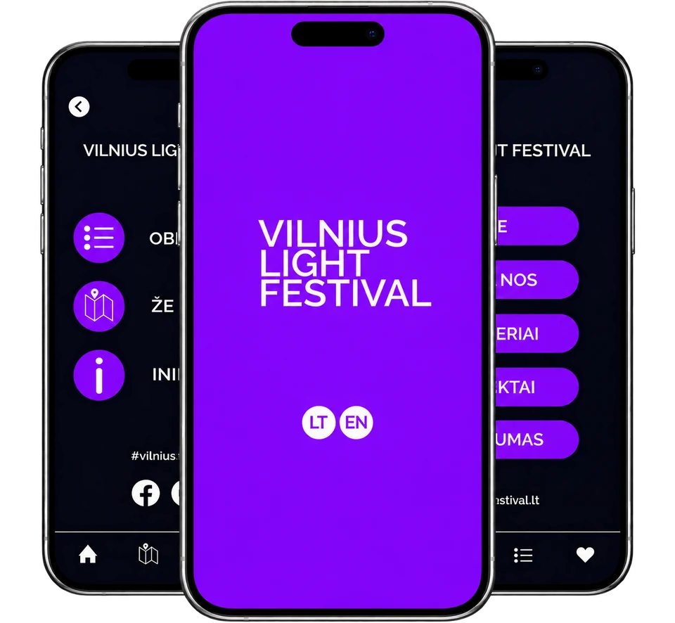 Vilnius Light Festival programėlės ekranai